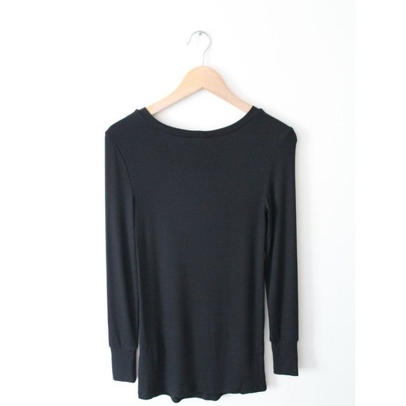 Universal Standard Foundation Long Sleeve Crew Neck Tee Size 2XS Black - Picture 5 of 6